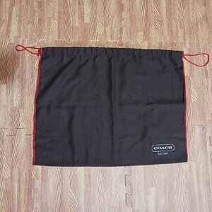 Coach Dust Bag Dark Brown Soft Cloth with Red Trim Size 15x19